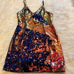 Color Changing Sequin Cocktail Mini Dress L